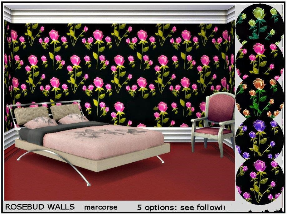 图片[1]-《模拟人生4》美丽玫瑰黑底墙纸MOD-Mods8游戏网
