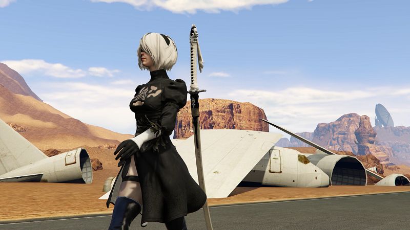 图片[1]-GTA5 2B小姐姐 经典服装 附加配剑-Mods8游戏网